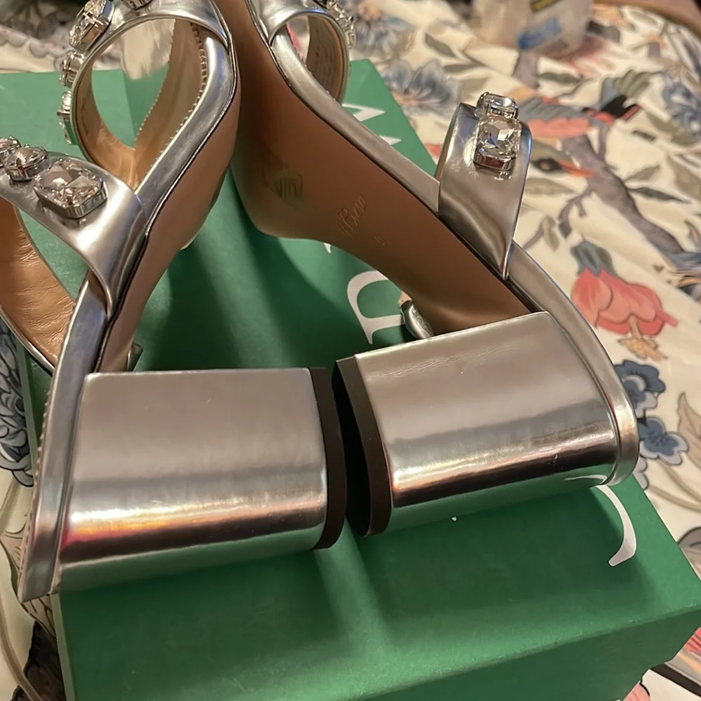 J.Crew Lucie jeweled sandals in Italian metallic leather BS878